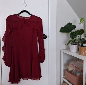 Lulu's long sleeve burgundy dress